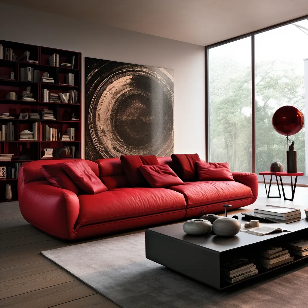 фото красный диван для гостиной